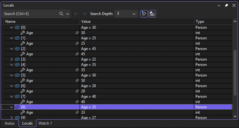Screenshot delle proprietà preferite del filtro.