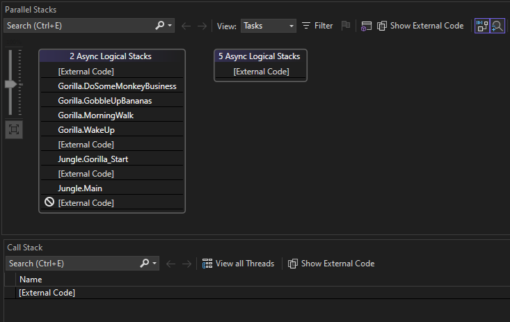 Screenshot del contesto del debugger dopo la correzione del codice.