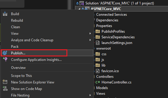 Screenshot che mostra la selezione dell'opzione 
