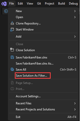 Screenshot dell'opzione Salva soluzione come filtro.