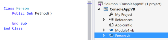 Screenshot del risultato Inline Visual Basic.