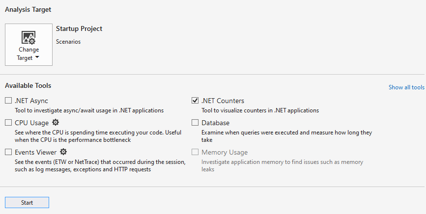 strumento contatori selezionato.