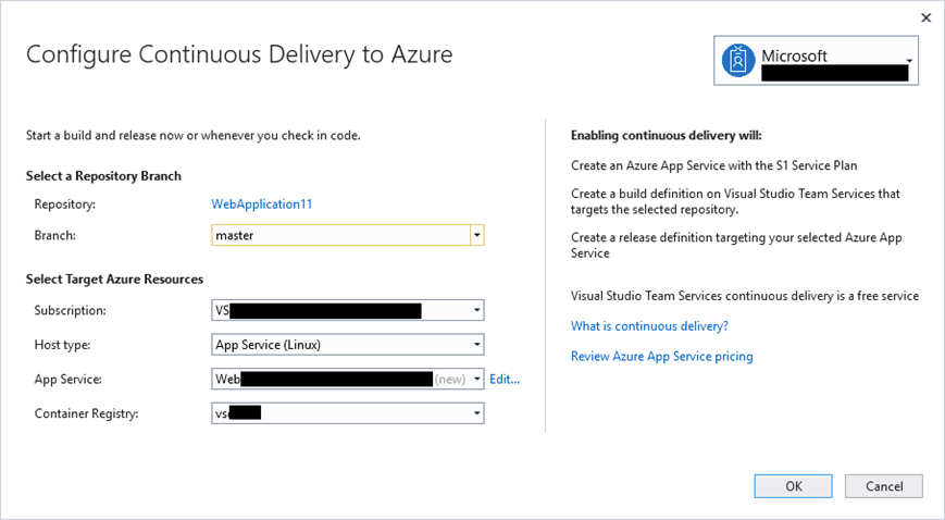 Configura la Distribuzione Continua su Azure per App Service su Linux