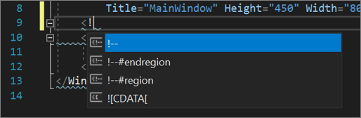 Opzione di fare clic con il pulsante destro del mouse per aggiungere commenti nell'editor di codice XAML