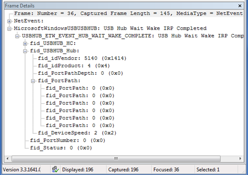 Microsoft Network Monitor : dettagli del frame.