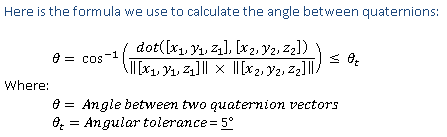 Formula dell'algoritmo vettore quaternione