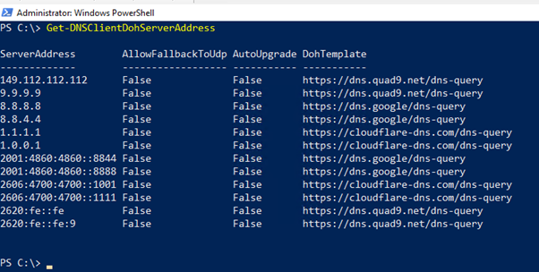 screenshot del comando di PowerShell