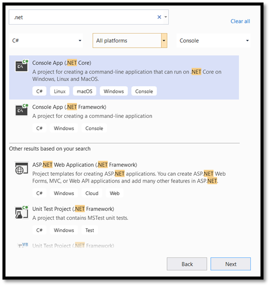 Creare un nuovo progetto .NET