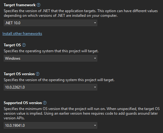 Target in Visual Studio.