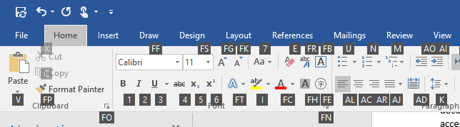 Chiavi di accesso secondarie in Microsoft Word