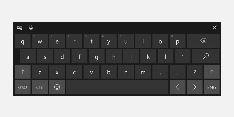 tastiera touch Windows per ricerca