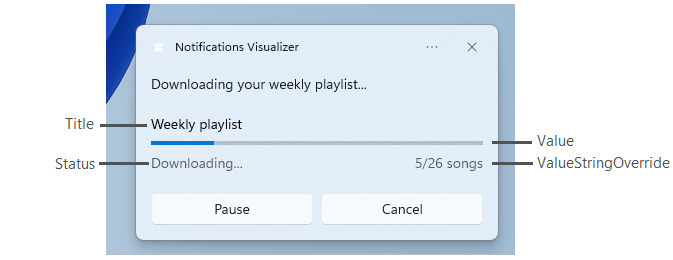 Notifica con barra di avanzamento
