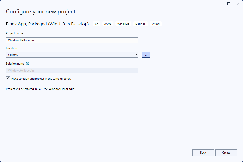 Una schermata della nuova app di accesso Windows Hello attivata per la prima volta
