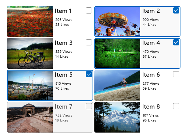 Visualizzazione griglia con più modalità di selezione
