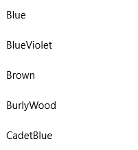 Visualizzazione elenco che mostra la rappresentazione di stringa di una proprietà dell'elemento
