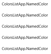 vista elenco che mostra la rappresentazione come stringa degli elementi