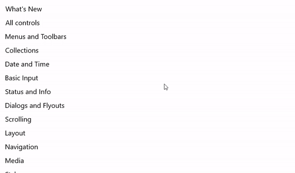 esempio di zoom semantico usato nella galleria di WinUI 3