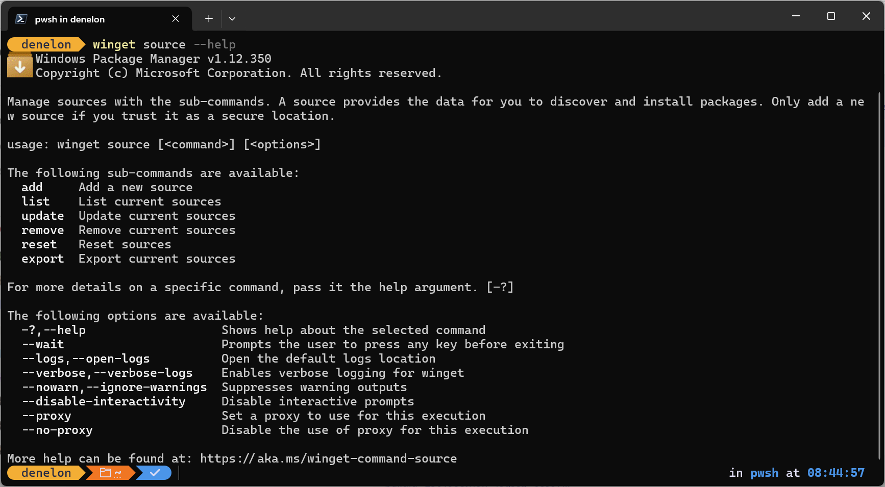 Guida all'origine winget