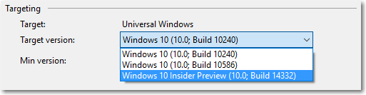 Change l'SDK di destinazione in Visual Studio