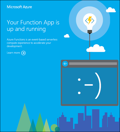 Function App のランディング ページを示すスクリーンショット。