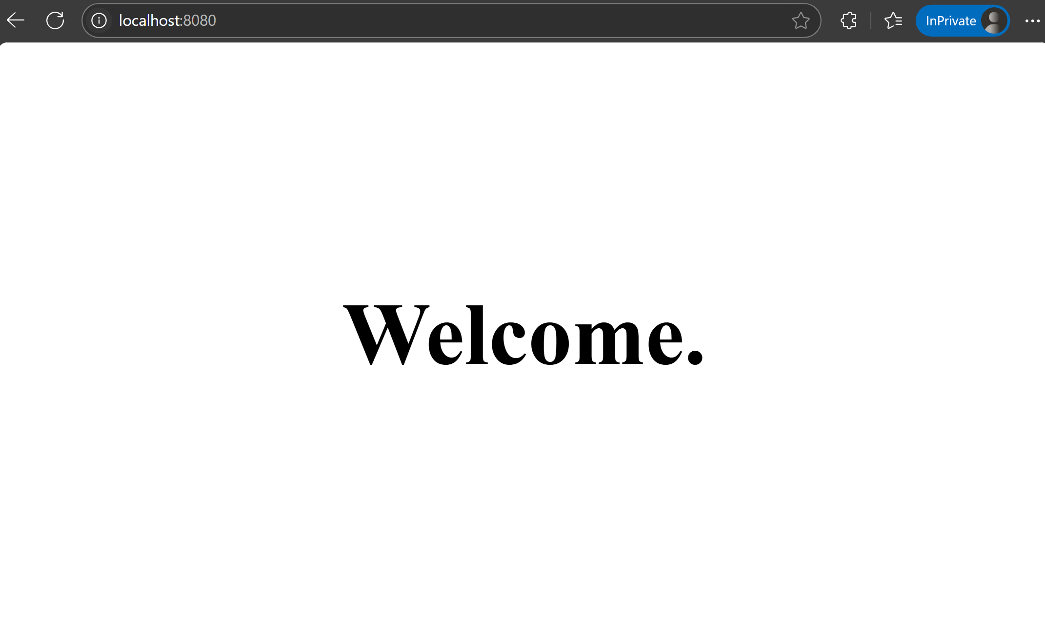 既定のあいさつメッセージを示すアプリのスクリーンショット。