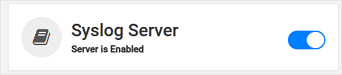 [オン] に切り替えられた Syslog サーバーのスクリーンショット。