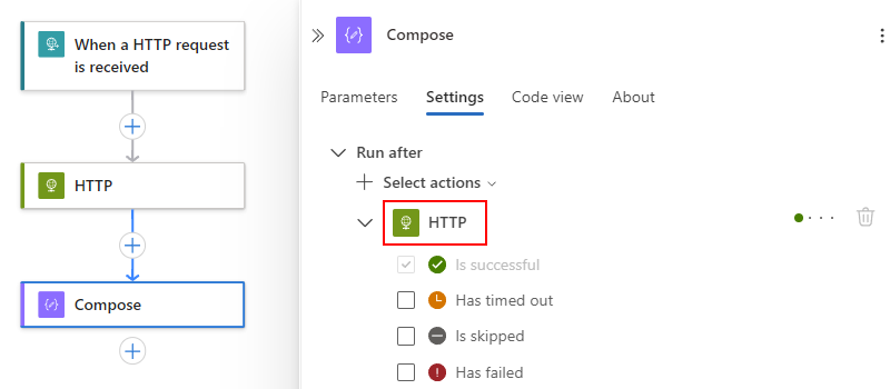 現在の先行操作を示すスクリーンショット。