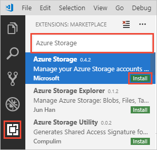 VS Code に Azure Storage 拡張機能をインストールする