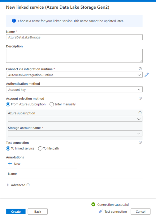 Azure Data Lake Storage Gen2 の構成