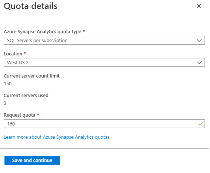 サーバー クォータの詳細