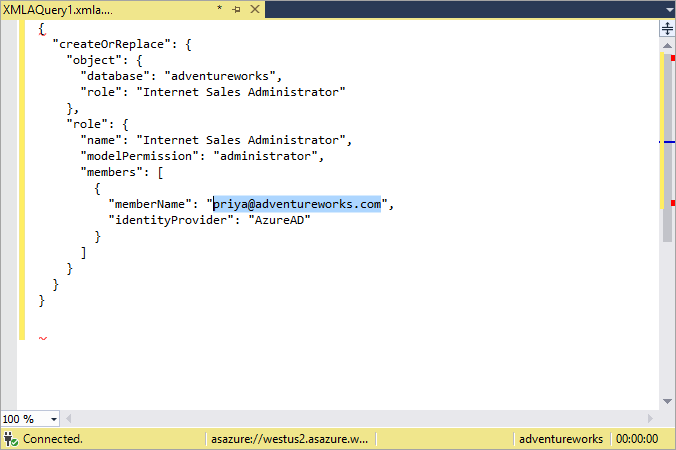 XMLA クエリの TMSL スクリプト