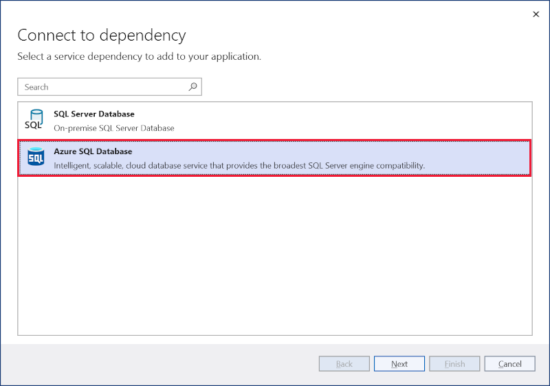 [SQL Server 依存関係の構成] ダイアログ