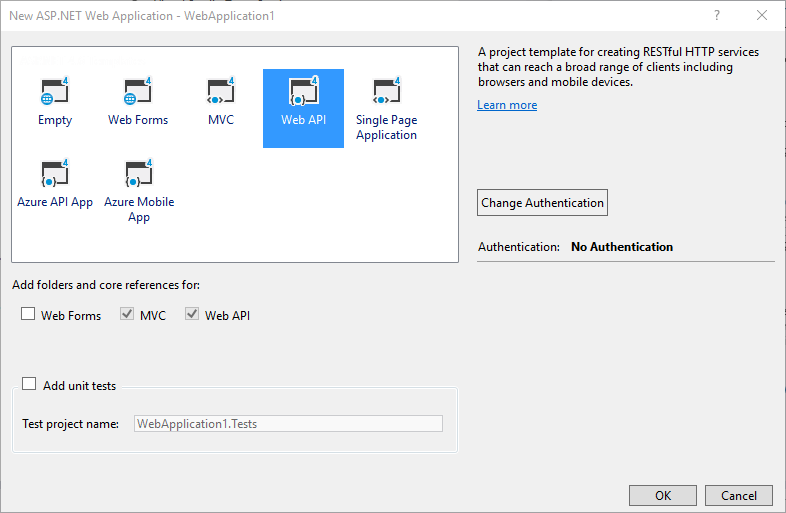 選択されたWeb APIの画像