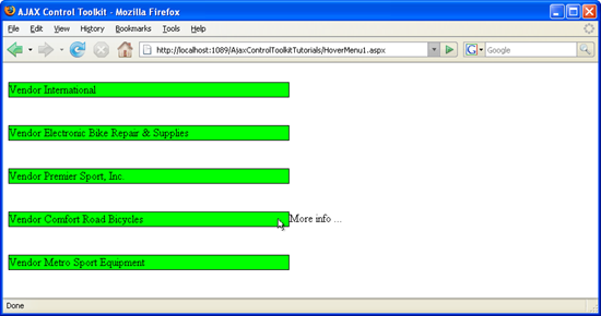 リピーターの各項目の横にホバー メニューが表示されます