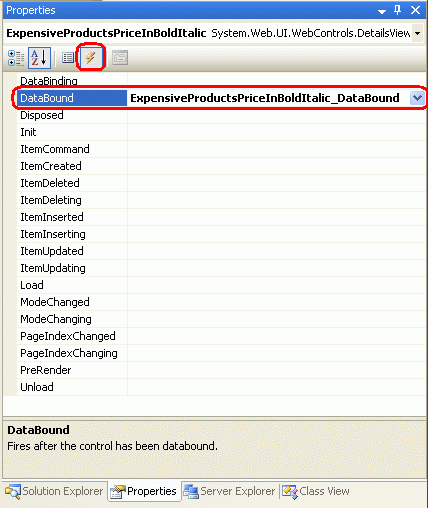 DataBound イベントのイベント ハンドラーを作成する