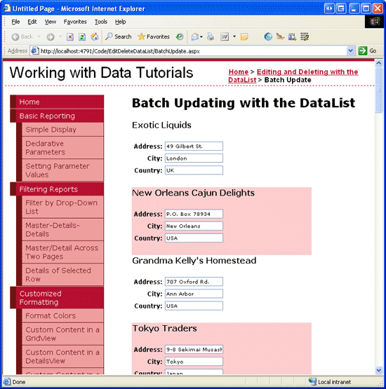 DataList の各サプライヤーは編集可能です