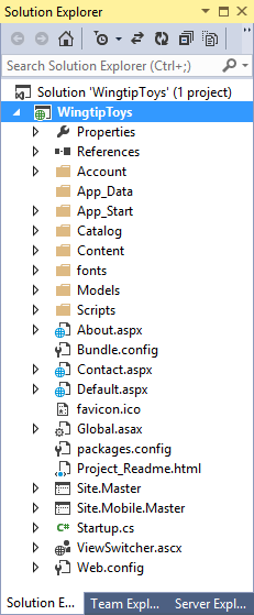 プロジェクトの作成 - ソリューション エクスプローラー