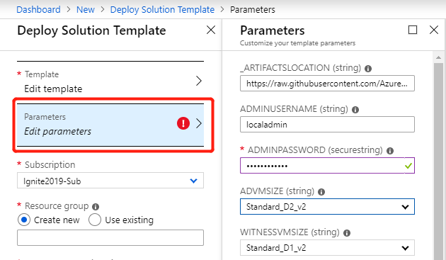 カスタム デプロイ パラメーターを編集する Azure Stack Hub 管理者ポータル上でパラメーターを編集する