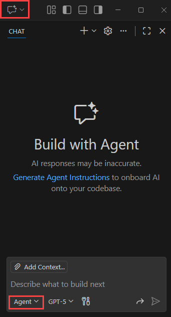 GitHub Copilot チャット ウィンドウを示すスクリーンショット。