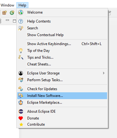 新しいソフトウェアのインストール、[ヘルプ] メニュー。