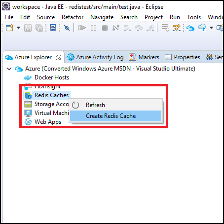 Redis Cache メニューの作成