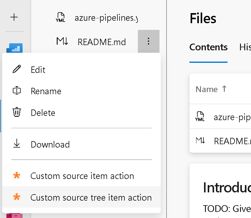 ソース項目ツリー メニューのスクリーンショット。