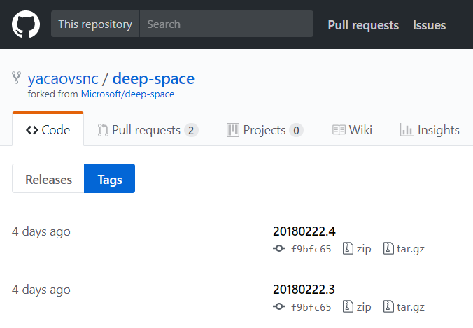 GitHub のタグが付いたソースの例
