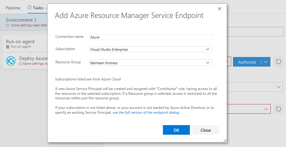 Azure サブスクリプションの詳細オプションを承認する