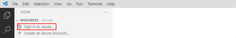 Azure サインインのリンクが選択されている Azure ペインを示すスクリーンショット。