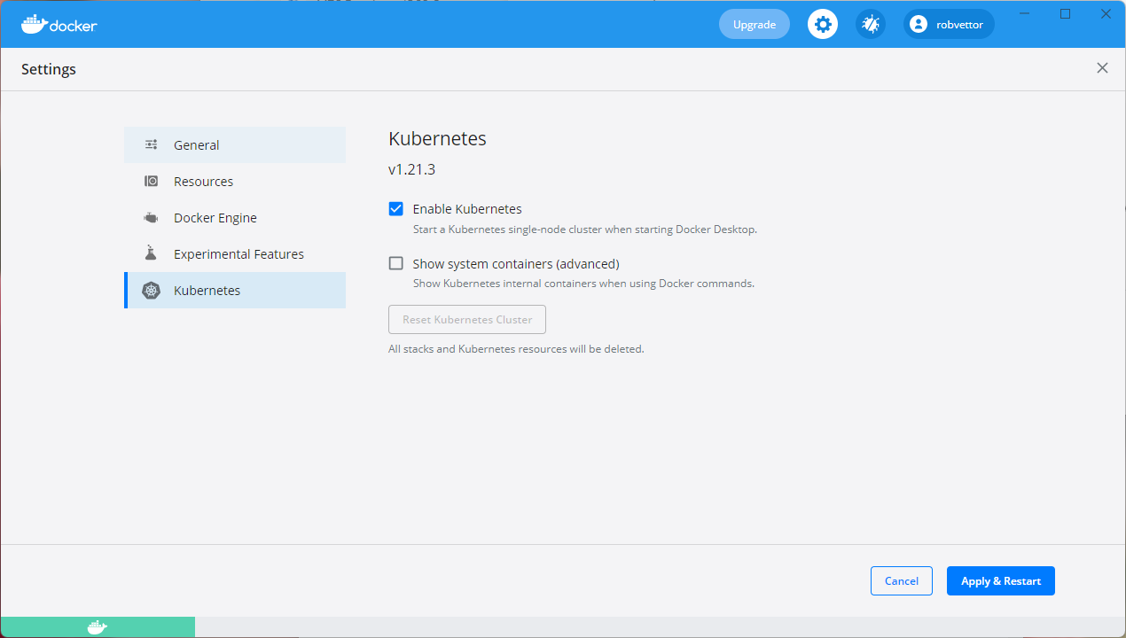 Docker Desktop での Kubernetes の構成