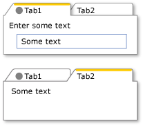 Header プロパティでさまざまな型を使用する TabControl です。