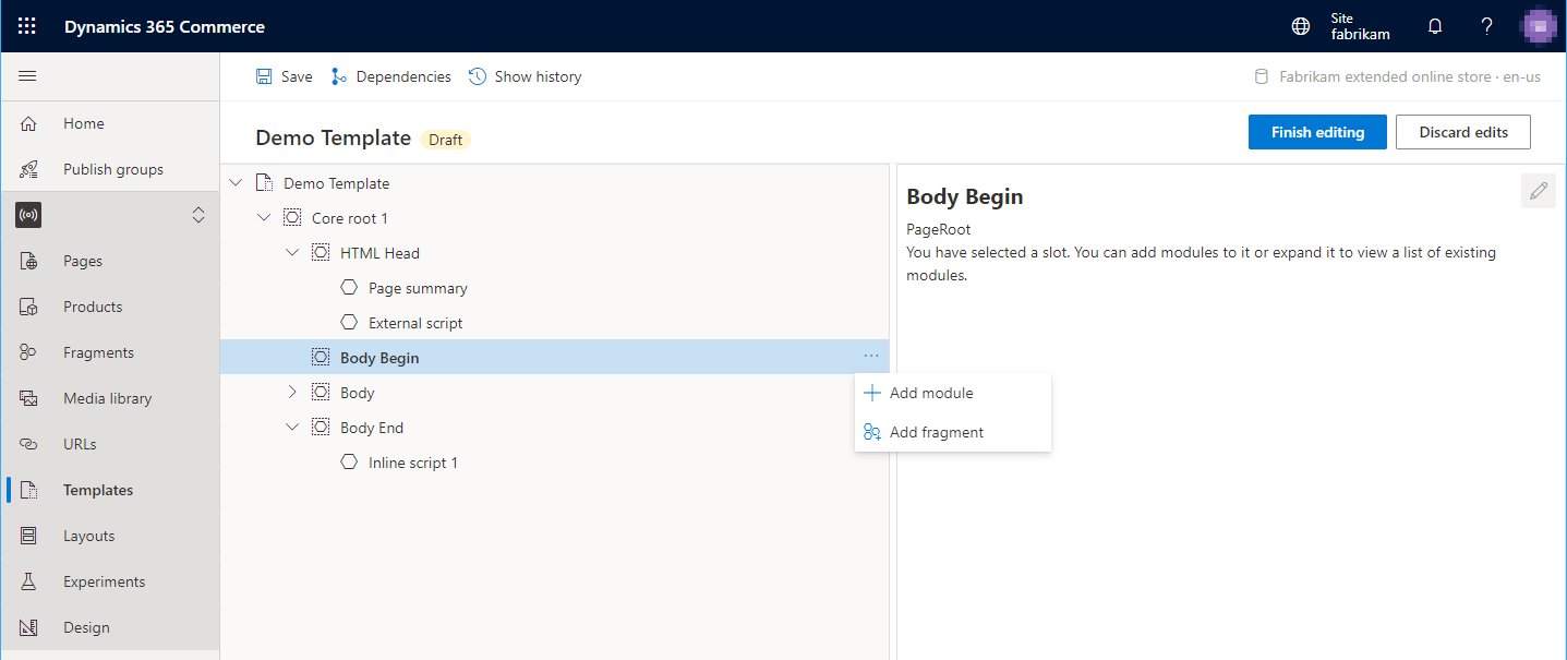 新しいモジュールの追加のスクリーンショット。