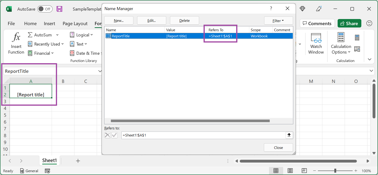 Excel デスクトップ アプリケーションでデザインされたExcel ブックの参照を変更した結果を確認する画面。