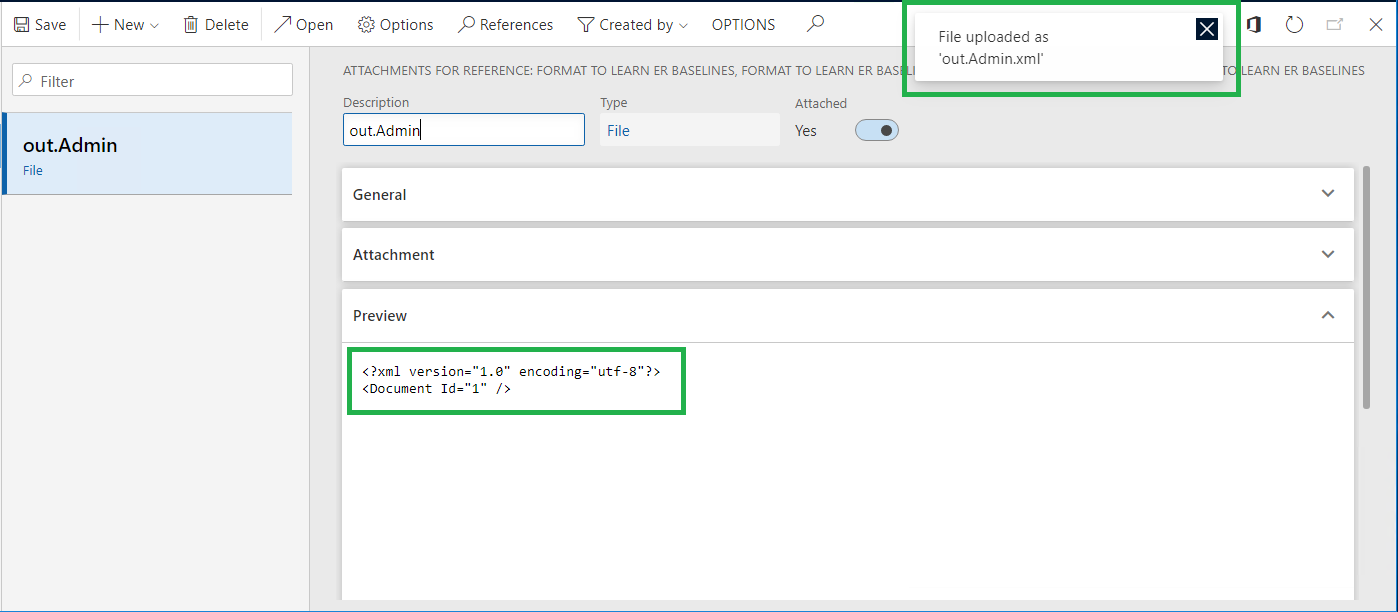 [添付ファイル] ページのスクリーンショット。